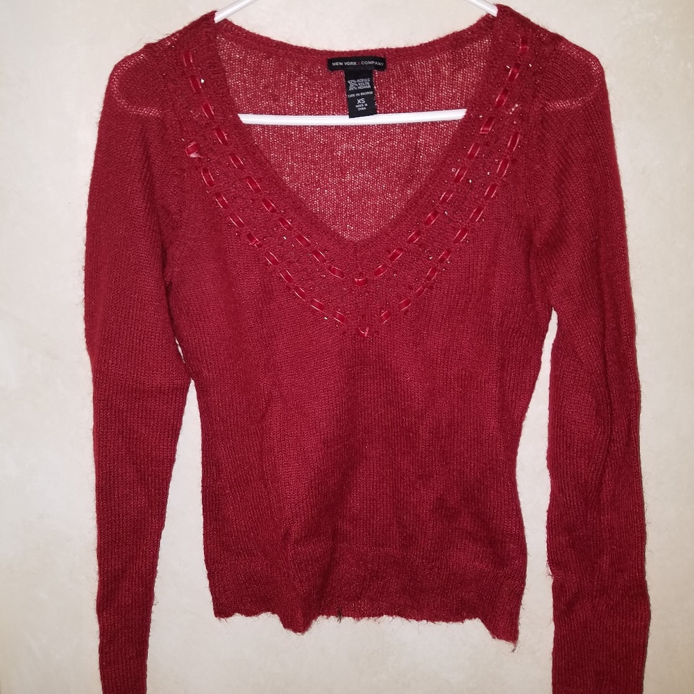 New York & Company Red XS Sweater